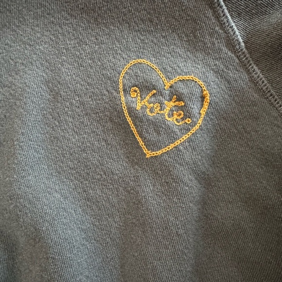 THE GREAT. Women’s Limited Edition Vote Embroidered Terry Charcoal Sweatshirt - Picture 3 of 4